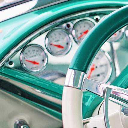 steering wheel leather closeup
